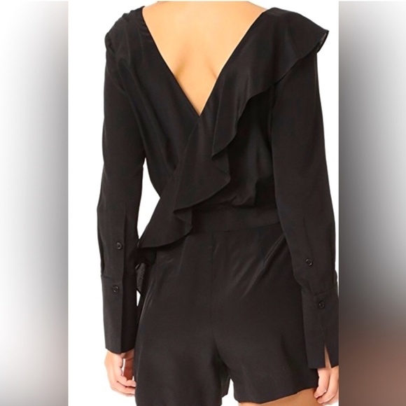 Diane Von Furstenberg Romper Silk Black Faux Wrap Style Shorts Romper Belted 12 - Picture 5 of 12